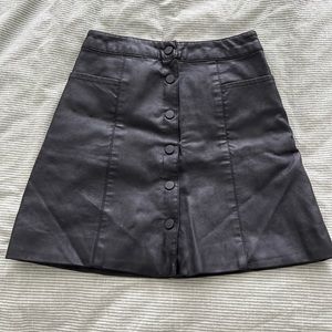 Black mini leather skirt